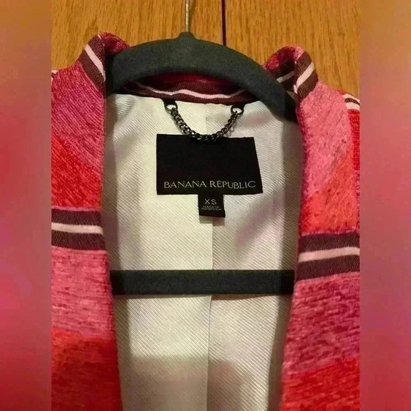 Banana Republic STRIPE COLLARLESS COAT Womens XS - Picture 6 of 10